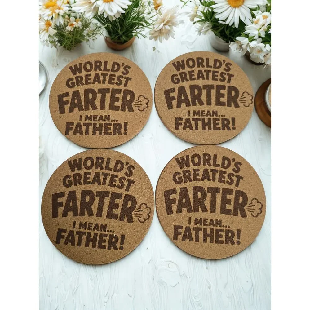 Father's day gift cork coasters funny sayings Comical present
